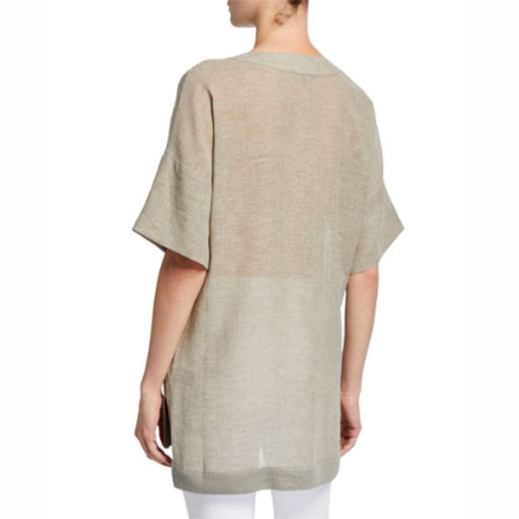 Lafayette 148 New York 100% Linen Tunic Top Size Medium Sage Green - Picture 2 of 16